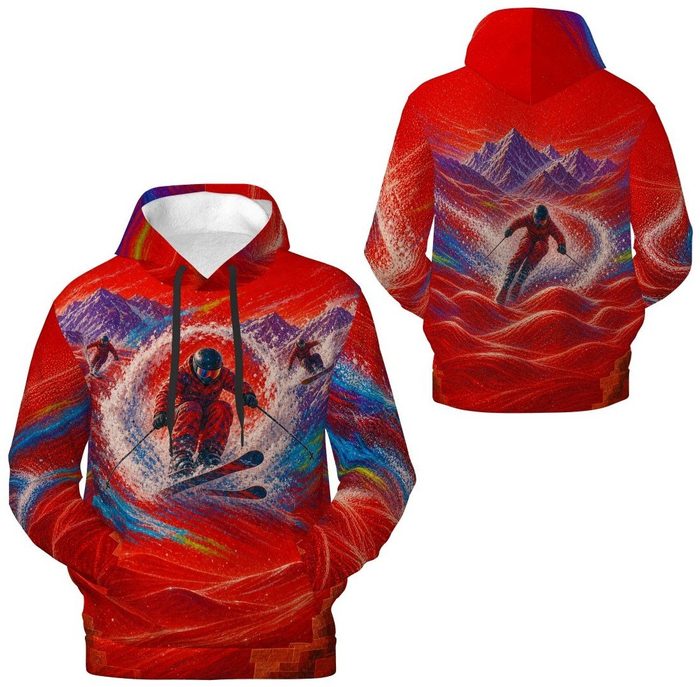 Sunset Ski Run men's hoodie, front and back